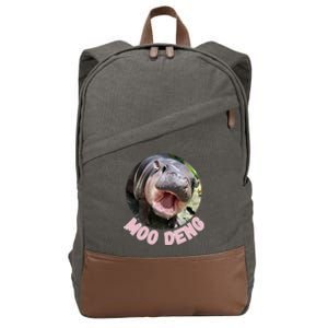 Cute Baby Hippo Moo Deng Bouncy Pig In Thai Hippopotamus Cotton Canvas Backpack