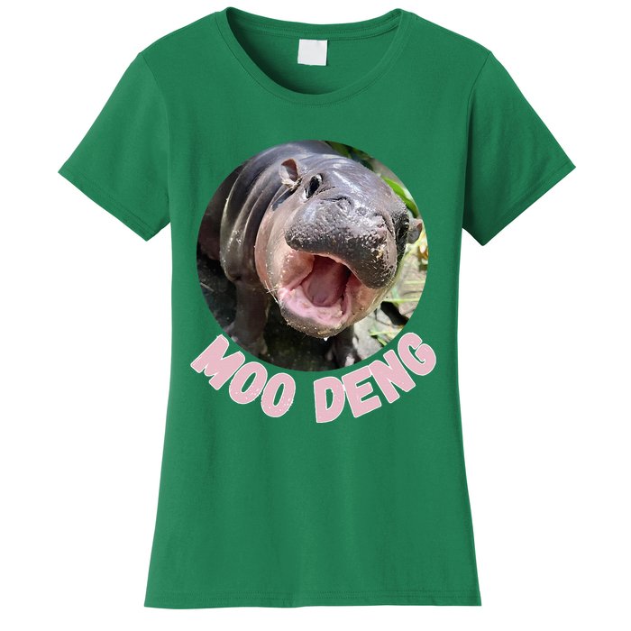 Cute Baby Hippo Moo Deng Bouncy Pig In Thai Hippopotamus Women's T-Shirt