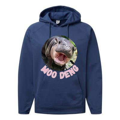 Cute Baby Hippo Moo Deng Bouncy Pig In Thai Hippopotamus Performance Fleece Hoodie