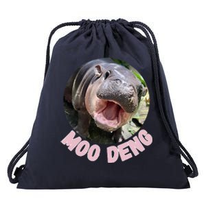 Cute Baby Hippo Moo Deng Bouncy Pig In Thai Hippopotamus Drawstring Bag