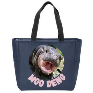 Cute Baby Hippo Moo Deng Bouncy Pig In Thai Hippopotamus Zip Tote Bag