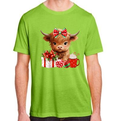 Cute Baby Highland Cow Merry Christmas Farmer Cow Xmas Adult ChromaSoft Performance T-Shirt