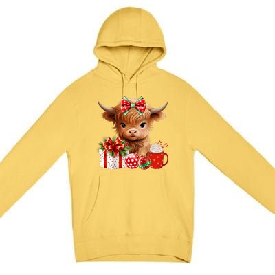 Cute Baby Highland Cow Merry Christmas Farmer Cow Xmas Premium Pullover Hoodie