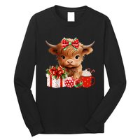 Cute Baby Highland Cow Merry Christmas Farmer Cow Xmas Long Sleeve Shirt