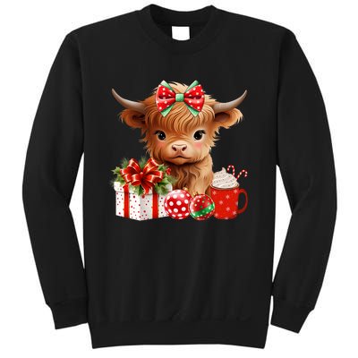 Cute Baby Highland Cow Merry Christmas Farmer Cow Xmas Sweatshirt