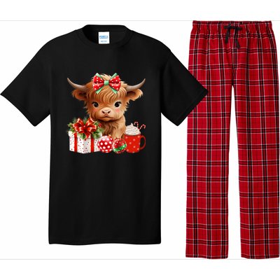 Cute Baby Highland Cow Merry Christmas Farmer Cow Xmas Pajama Set