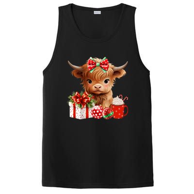 Cute Baby Highland Cow Merry Christmas Farmer Cow Xmas PosiCharge Competitor Tank