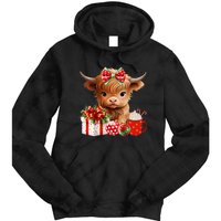 Cute Baby Highland Cow Merry Christmas Farmer Cow Xmas Tie Dye Hoodie