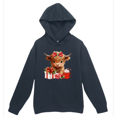 Cute Baby Highland Cow Merry Christmas Farmer Cow Xmas Urban Pullover Hoodie