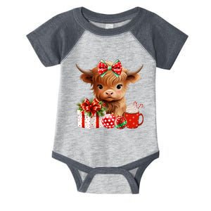 Cute Baby Highland Cow Merry Christmas Farmer Cow Xmas Infant Baby Jersey Bodysuit