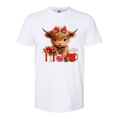 Cute Baby Highland Cow Merry Christmas Farmer Cow Xmas Softstyle CVC T-Shirt