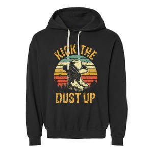 Cowboy Boots Hat Kick The Dust Up Western Country Music Garment-Dyed Fleece Hoodie