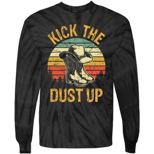 Cowboy Boots Hat Kick The Dust Up Western Country Music Tie-Dye Long Sleeve Shirt