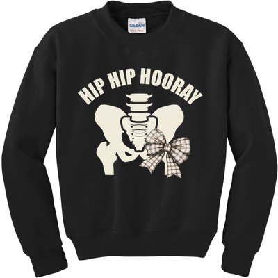 Coquette Bow Hip Hip Hooray Hip Replacement Physical Kids Sweatshirt
