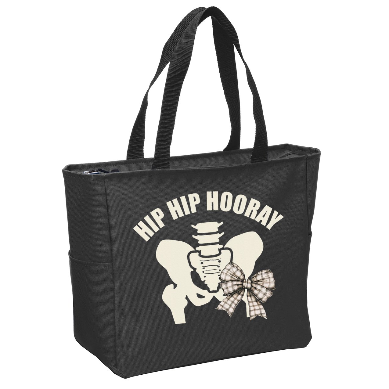 Coquette Bow Hip Hip Hooray Hip Replacement Physical Zip Tote Bag