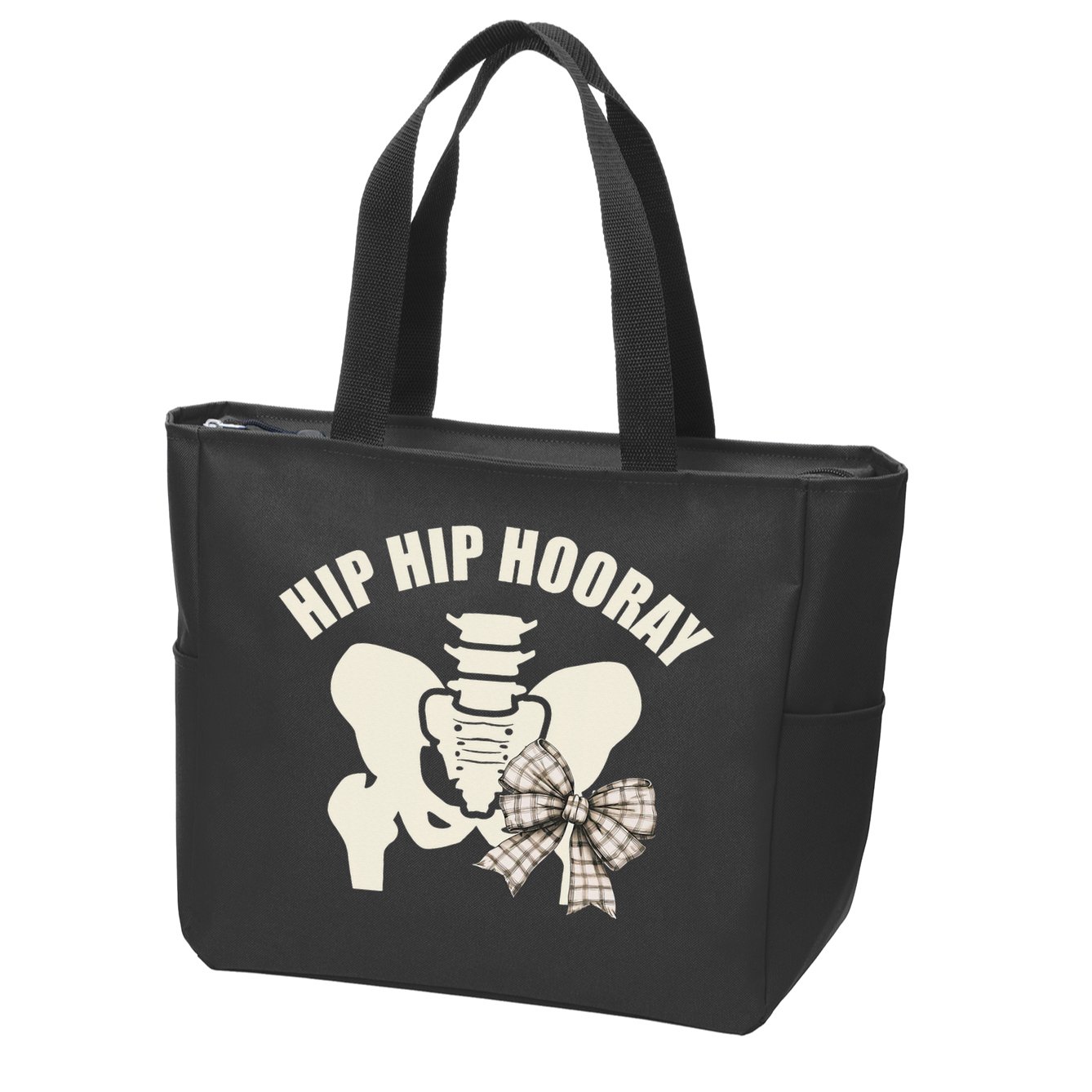 Coquette Bow Hip Hip Hooray Hip Replacement Physical Zip Tote Bag