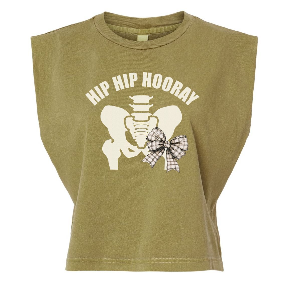 Coquette Bow Hip Hip Hooray Hip Replacement Physical Garment-Dyed Women's Muscle Tee