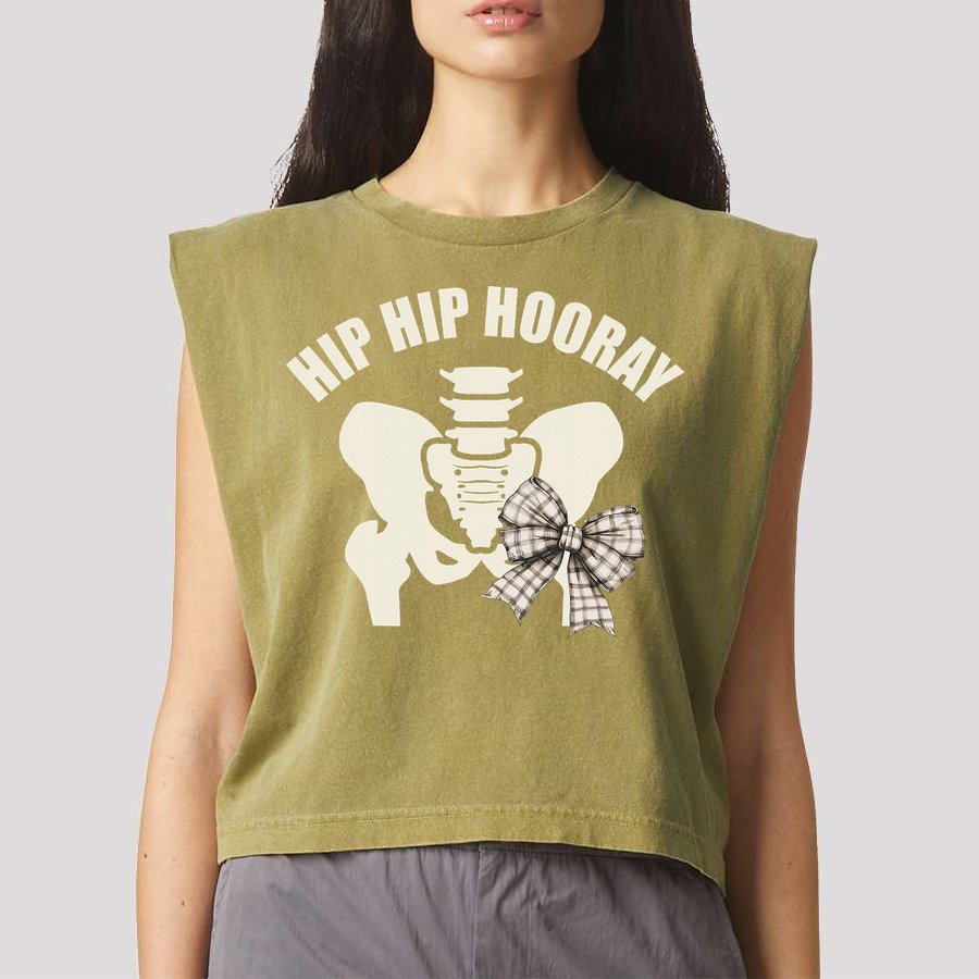 Coquette Bow Hip Hip Hooray Hip Replacement Physical Garment-Dyed Women's Muscle Tee