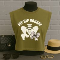 Coquette Bow Hip Hip Hooray Hip Replacement Physical Garment-Dyed Women's Muscle Tee