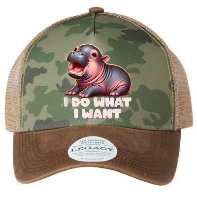 Cute Baby Hippo Moo Deng I Do What I Want Legacy Tie Dye Trucker Hat