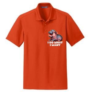 Cute Baby Hippo Moo Deng I Do What I Want Dry Zone Grid Polo