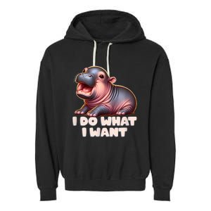 Cute Baby Hippo Moo Deng I Do What I Want Garment-Dyed Fleece Hoodie