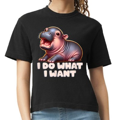 Cute Baby Hippo Moo Deng I Do What I Want Comfort Colors Boxy T-Shirt