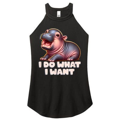 Cute Baby Hippo Moo Deng I Do What I Want Women's Perfect Tri Rocker Tank