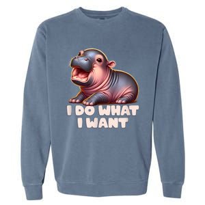 Cute Baby Hippo Moo Deng I Do What I Want Garment-Dyed Sweatshirt