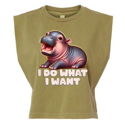 Cute Baby Hippo Moo Deng I Do What I Want Garment-Dyed Women's Muscle Tee