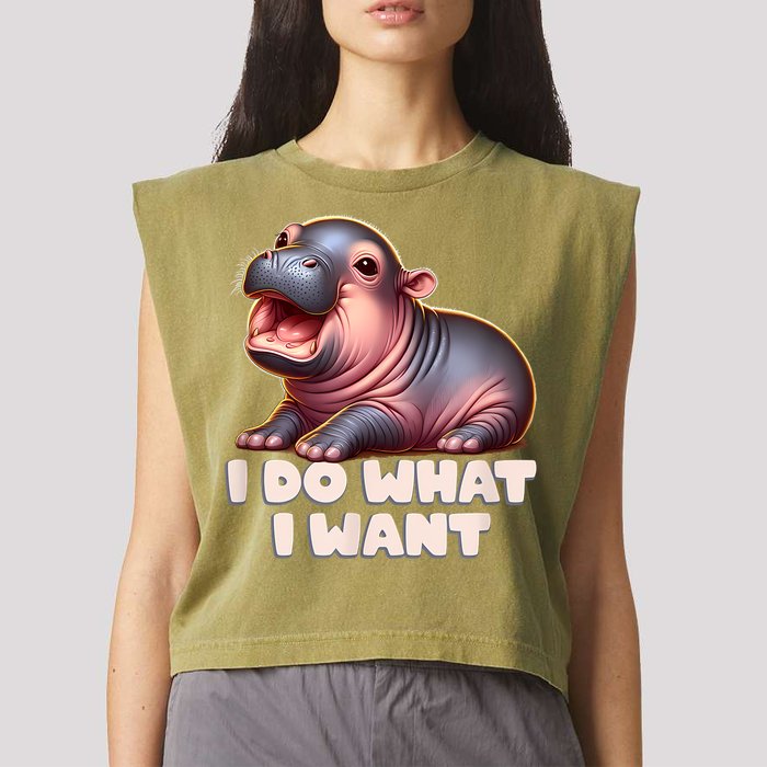 Cute Baby Hippo Moo Deng I Do What I Want Garment-Dyed Women's Muscle Tee