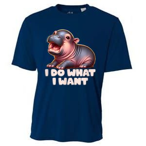 Cute Baby Hippo Moo Deng I Do What I Want Cooling Performance Crew T-Shirt