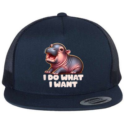 Cute Baby Hippo Moo Deng I Do What I Want Flatbill Hat