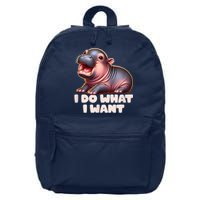 Cute Baby Hippo Moo Deng I Do What I Want 16 in Basic Backpack