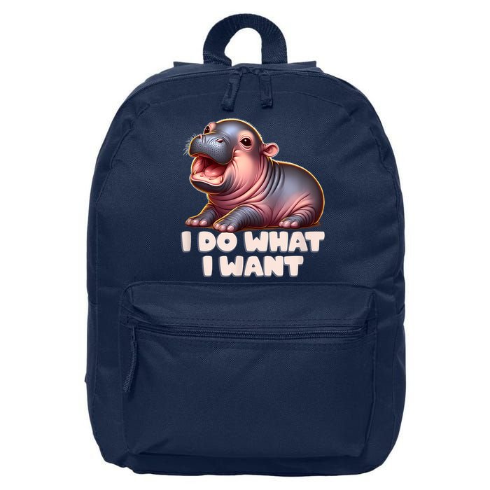Cute Baby Hippo Moo Deng I Do What I Want 16 in Basic Backpack