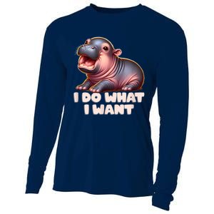 Cute Baby Hippo Moo Deng I Do What I Want Cooling Performance Long Sleeve Crew