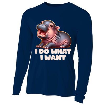 Cute Baby Hippo Moo Deng I Do What I Want Cooling Performance Long Sleeve Crew