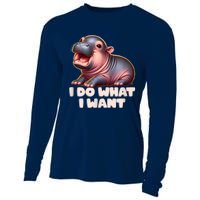 Cute Baby Hippo Moo Deng I Do What I Want Cooling Performance Long Sleeve Crew