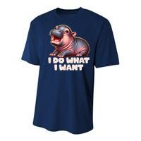 Cute Baby Hippo Moo Deng I Do What I Want Youth Performance Sprint T-Shirt