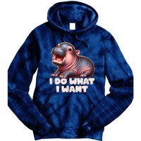 Cute Baby Hippo Moo Deng I Do What I Want Tie Dye Hoodie