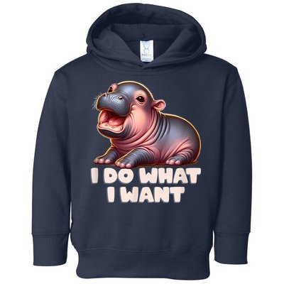 Cute Baby Hippo Moo Deng I Do What I Want Toddler Hoodie