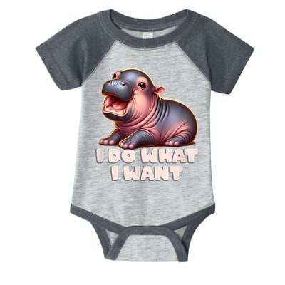 Cute Baby Hippo Moo Deng I Do What I Want Infant Baby Jersey Bodysuit