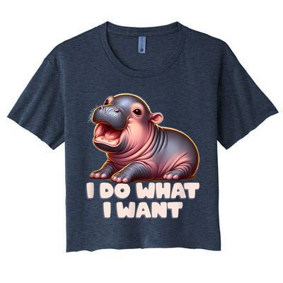 Cute Baby Hippo Moo Deng I Do What I Want Crop Top