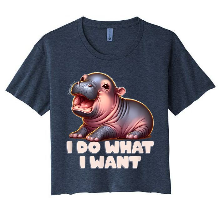 Cute Baby Hippo Moo Deng I Do What I Want Crop Top