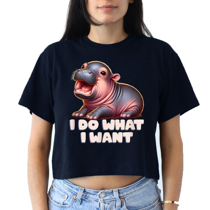 Cute Baby Hippo Moo Deng I Do What I Want Crop Top