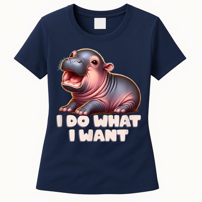 Cute Baby Hippo Moo Deng I Do What I Want Womens T-Shirt