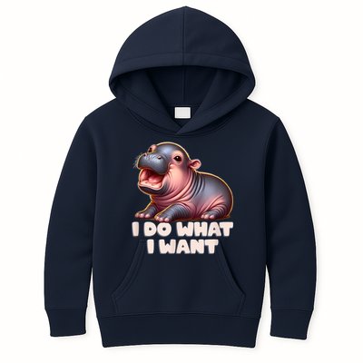 Cute Baby Hippo Moo Deng I Do What I Want Kids Hoodie
