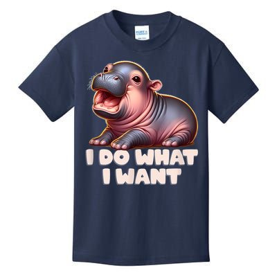Cute Baby Hippo Moo Deng I Do What I Want Kids T-Shirt
