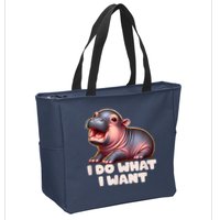 Cute Baby Hippo Moo Deng I Do What I Want Zip Tote Bag