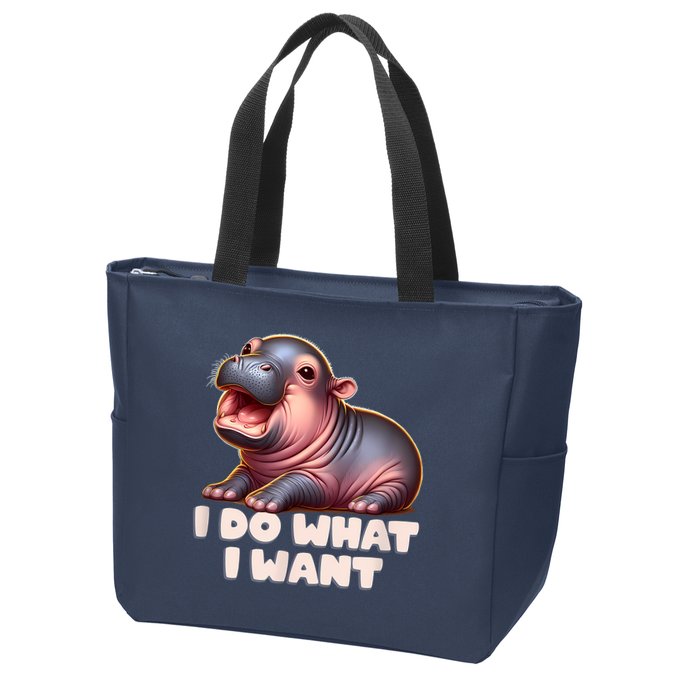 Cute Baby Hippo Moo Deng I Do What I Want Zip Tote Bag